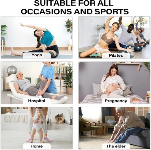 5 Pairs Grip Pilates Socks with Grip for Women, Non-slip Grippy Crew Socks for Yoga Barre Ballet Workout Gift in Saudi Arabia