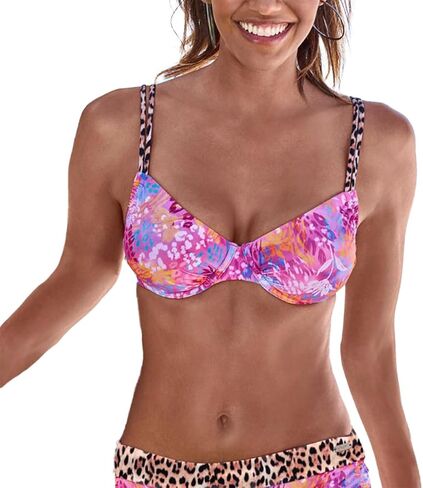 Lascana Leopard Leopard Floral Bikini Top Multicoldored in Kuwait