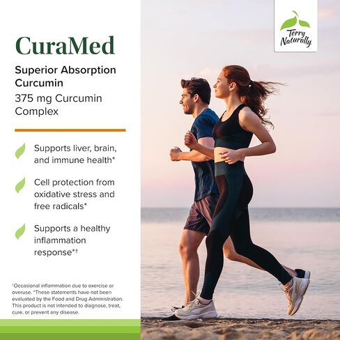 Terry Naturally CuraMed 375mg - Antioxidant Supplement for Brain & Immune Health Support - Dietary Supplement with Curcumin & Turmeric Essential Oil - Herbal Liver Support - 90 Softgels in Saudi Arabia