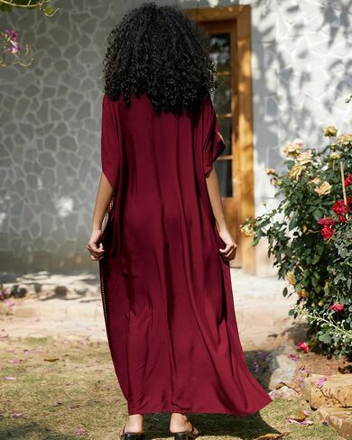 Bsubseach Kaftan Cover Ups for Swimwear Long Caftan Loungewear Gold Embroidery Swimsuit Cover Up Dress in Saudi Arabia