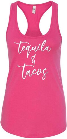 Tequila and Tacos Cinco De Mayo Ladies Next Level Brand Sleeveless Racerback Tank Top (Assorted Colors) in Kuwait