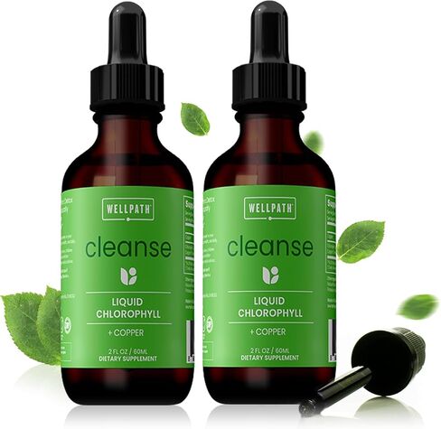 WellPath Chlorophyll Liquid Drops with Copper - High Potency Vegan Liquid Chlorophyll for Body Odor, Liver Detox, Digestion Support & Immune Support - Internal Deodorant, Made in USA, Non-GMO, 2 Fl Oz in Saudi Arabia
