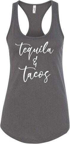 Tequila and Tacos Cinco De Mayo Ladies Next Level Brand Sleeveless Racerback Tank Top (Assorted Colors) in Kuwait