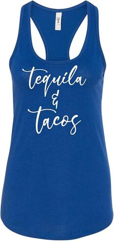 Tequila and Tacos Cinco De Mayo Ladies Next Level Brand Sleeveless Racerback Tank Top (Assorted Colors) in Kuwait