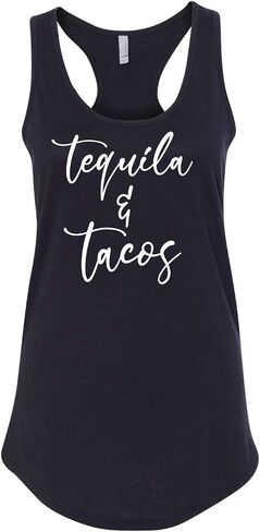 Tequila and Tacos Cinco De Mayo Ladies Next Level Brand Sleeveless Racerback Tank Top (Assorted Colors) in Saudi Arabia