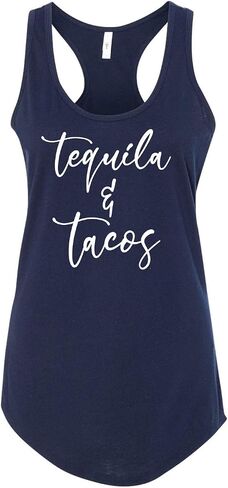 Tequila and Tacos Cinco De Mayo Ladies Next Level Brand Sleeveless Racerback Tank Top (Assorted Colors) in Kuwait