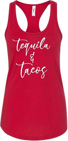 Tequila and Tacos Cinco De Mayo Ladies Next Level Brand Sleeveless Racerback Tank Top (Assorted Colors) in Kuwait