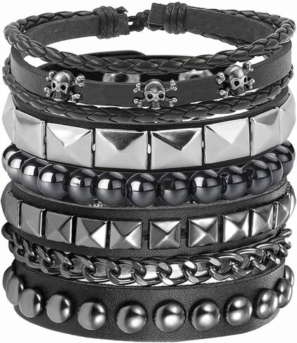 4 PCS Leather Proclets for Women ، Mens Spiked Rock Rock Grunge Cuffbands Emo Accessories for 80s 90s ompits in Saudi Arabia