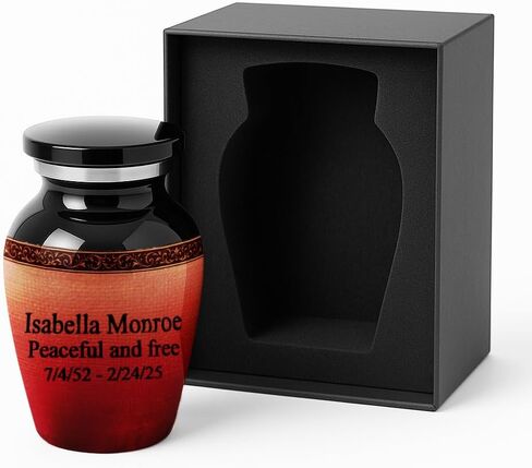 Catholic Mini Keepsake Urn – Small Cremation Urn for Human Ashes with Virgin Mary Design – Handmade in USA – Religious Memorial Gift – Velvet Bag, Box & Funnel Included in Kuwait