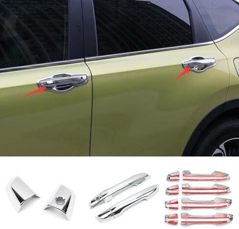 Door Handle Cover for Honda CR-V CRV 2017 2018 2019 2020 2021 2022 2023 Chrome Exterior Trim Decoration Protector Cap (w/o Smart Keyhole) in Saudi Arabia