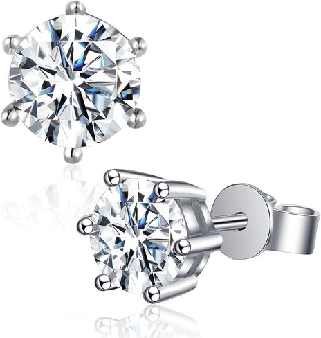 Moissanite Stud Earrings for Women D Color 925 Sterling Silver Diamond Earrings with 18K White Gold Plated in Saudi Arabia
