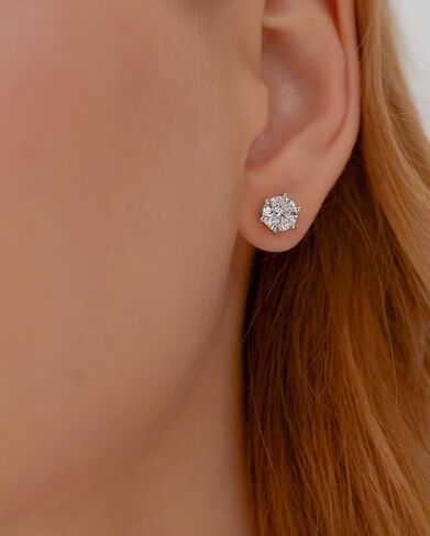 Moissanite Stud Earrings for Women D Color 925 Sterling Silver Diamond Earrings with 18K White Gold Plated in Saudi Arabia