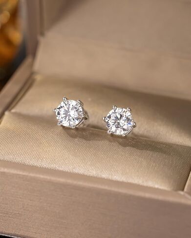 Moissanite Stud Earrings for Women D Color 925 Sterling Silver Diamond Earrings with 18K White Gold Plated in Saudi Arabia