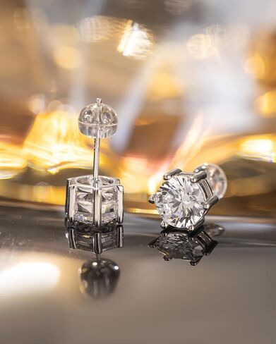 Moissanite Stud Earrings for Women D Color 925 Sterling Silver Diamond Earrings with 18K White Gold Plated in Saudi Arabia