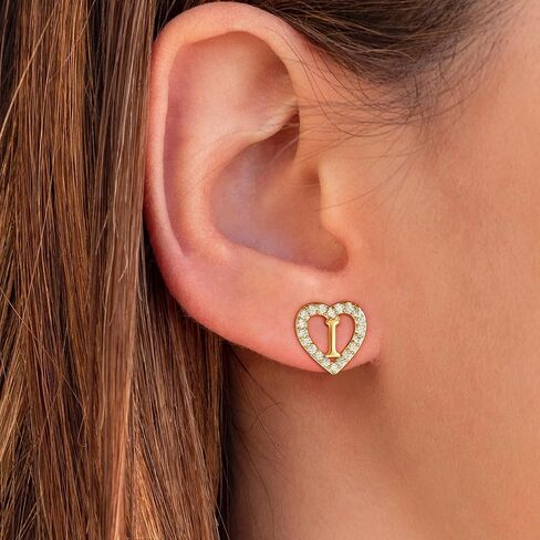 Heart Initial Earrings for Girls Women Teen Girls Gifts - Dainty 18K Really Gold Plated Initital Letter Earrings CZ Earring Birthday Gifts for Girl Women Age 5-16 in Kuwait