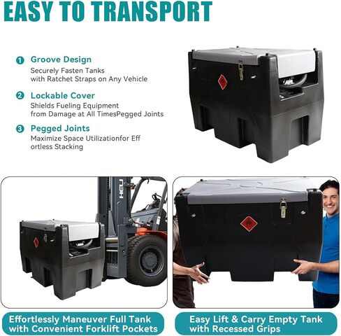 58 Gal Fuel Transfer Tank, 12 GPM Portable Fuel Tank with 12V Fuel Transfer Pump,PE Diesel Transfer Tank with 13.1ft Hose/Auto Fuel Nozzle/360°Swivel Connector for Easy Fuel Transportation (58 Gallon) in Kuwait