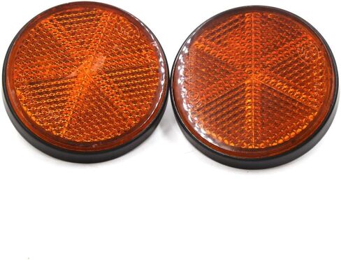 uxcell 2pcs Black Orange Plastic Round Screw Mount Reflective Warning Reflector for Car in Saudi Arabia