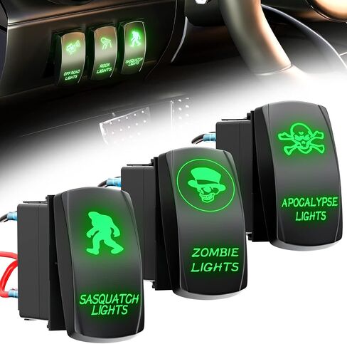 3Pcs Rocker Toggle Switch-LED Bar Rock Rear Interor Side Lighted Whip Light Stereo Switch ON/Off/ON Momentary 12V/24V Switches for UTV ATV Marine Boat Cars Trucks Off Road RV…… in Kuwait