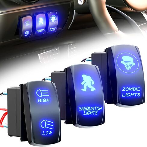 3Pcs Rocker Toggle Switch-LED Bar Rock Rear Interor Side Lighted Whip Light Stereo Switch ON/Off/ON Momentary 12V/24V Switches for UTV ATV Marine Boat Cars Trucks Off Road RV…… in Kuwait