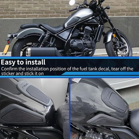 Motorcycle Tank Side Traction Pad Anti Slip Sticker Gas Tank Pad Waterproof Tank Pad Sticker for HO&N&DA Rebel CMX 1100 CMX1100 2017-2025(Black-CMX1100) in Kuwait