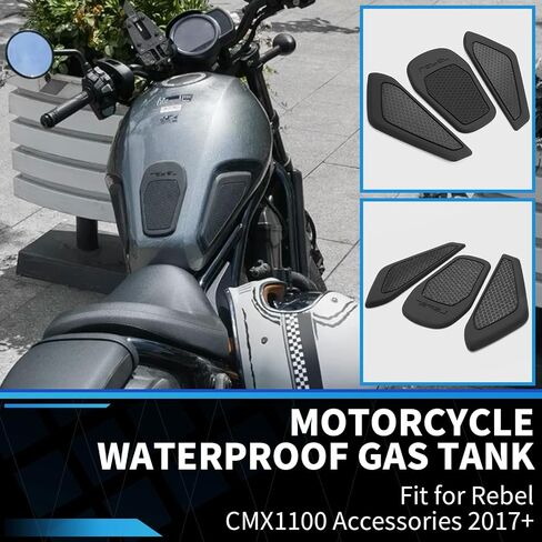 Motorcycle Tank Side Traction Pad Anti Slip Sticker Gas Tank Pad Waterproof Tank Pad Sticker for HO&N&DA Rebel CMX 1100 CMX1100 2017-2025(Black-CMX1100) in Kuwait