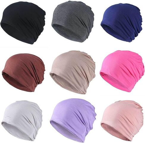 Modal Material Beanie Thin Cotton Women Man Beanie Hat Spring Summer Casual Cap (Color : Black, Size : 55-60cm) in Saudi Arabia