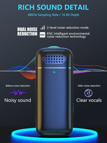 Q10 Wireless Lavalier Microphone for iPhone, iPad, 2-in-1 Mini Lapel Microphone, 48kHz 24Bit, (30) 98ft Range, 3 Modes, Dual Noise Reduction, 48h Battery for Streaming Vlog Interview in Saudi Arabia