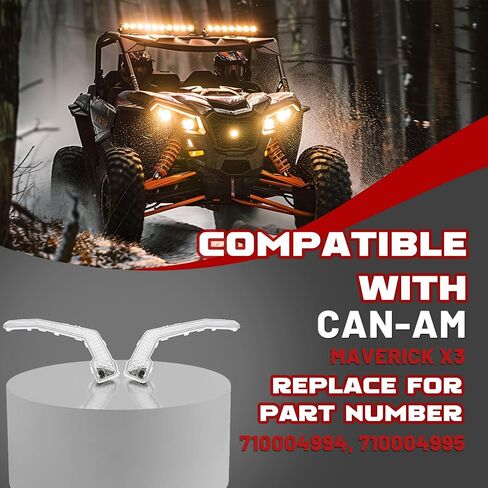 Hecasa Front LED Signature Light متوافق مع 2017-2025 Can Am Maverick X3 XDS XRS Max Turbo R بديل لـ 710004994 710004995 ، انعطاف ضوء الإشارة DRL مجموعة مصباح وميض البلاستيك in Saudi Arabia