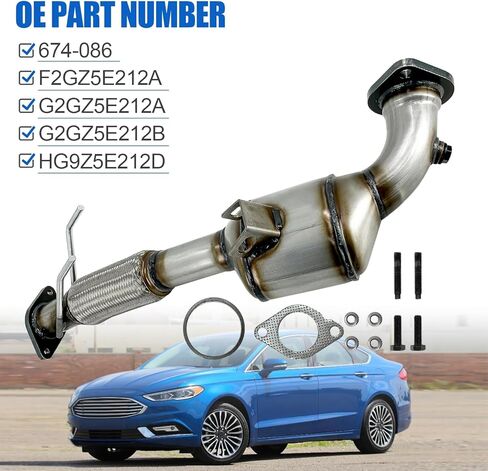 محول الحفاز متوافق مع Ford Edge 2015-2018 ، Ford Fusion 2017-2020 ، Lincoln MKZ 2017-2020 2.0T L4 Direct-Fit #674-086 (EPA Compliant) in Saudi Arabia