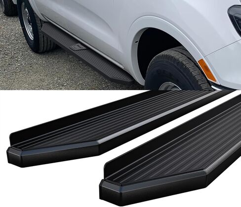 HD Ridez Flat Style Running Board 6" Black Compatible with Ford Ranger 2019-2023 SuperCrew Cab 4-Door (Nerf Bar Side Steps Side Bars) in Kuwait