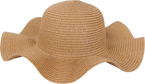 Women's Packable Wavy Brim Straw Hat – Foldable Summer Beach Sun Hat for Travel, Outdoor, Vacation in Kuwait