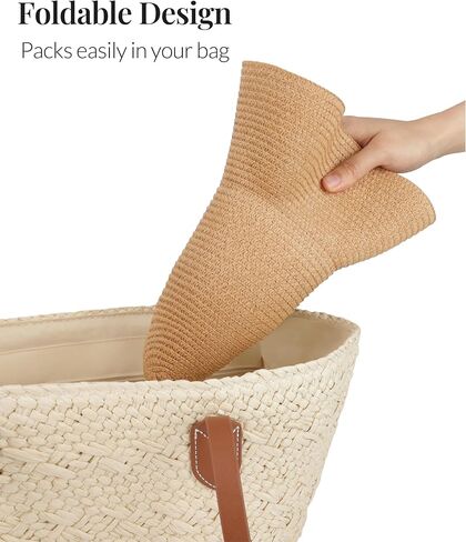 Women's Packable Wavy Brim Straw Hat – Foldable Summer Beach Sun Hat for Travel, Outdoor, Vacation in Kuwait