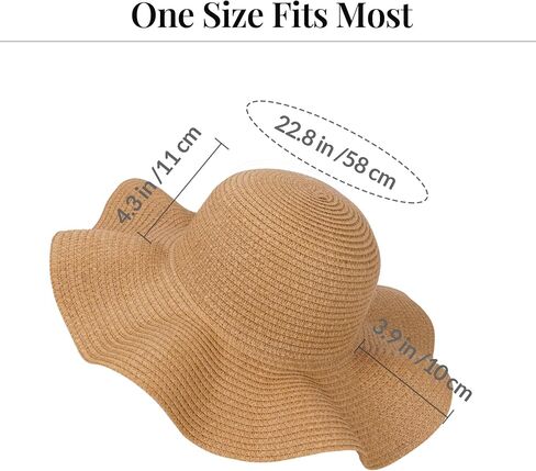 Women's Packable Wavy Brim Straw Hat – Foldable Summer Beach Sun Hat for Travel, Outdoor, Vacation in Kuwait