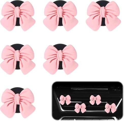 6 Pcs Pink Bow Car Air Vent Clips, Cute Air Freshener Clips for Car Interior Decoration Accessories in Saudi Arabia