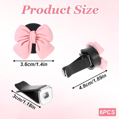 6 Pcs Pink Bow Car Air Vent Clips, Cute Air Freshener Clips for Car Interior Decoration Accessories in Saudi Arabia