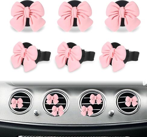 6 Pcs Pink Bow Car Air Vent Clips, Cute Air Freshener Clips for Car Interior Decoration Accessories in Saudi Arabia