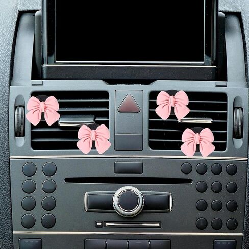 6 Pcs Pink Bow Car Air Vent Clips, Cute Air Freshener Clips for Car Interior Decoration Accessories in Saudi Arabia