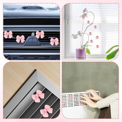 6 Pcs Pink Bow Car Air Vent Clips, Cute Air Freshener Clips for Car Interior Decoration Accessories in Saudi Arabia