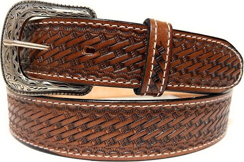 Men's Heavy Duty Genuine Leather Basket Weave Western Casual or Work Belt in Saudi Arabia