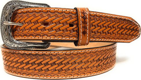 Men's Heavy Duty Genuine Leather Basket Weave Western Casual or Work Belt in Saudi Arabia