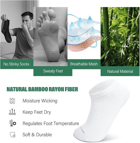 ZAKASA Bamboo Viscose Ankle Socks: No Show Low Cut Socks for Men Women Breathable Athletic Running Workout 6 Pairs in Kuwait