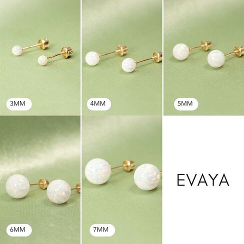 14k Gold Opal Stud Earrings for Women (3mm-7mm Diameter) - Real Solid 14k Gold, Secure Screw Back Design in Kuwait