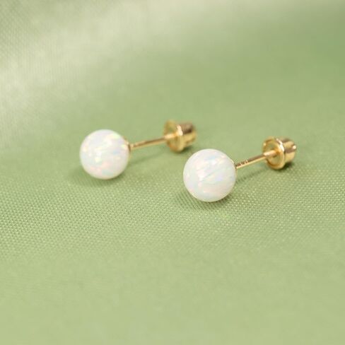 14k Gold Opal Stud Earrings for Women (3mm-7mm Diameter) - Real Solid 14k Gold, Secure Screw Back Design in Saudi Arabia