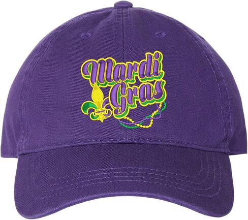 Go All Out Mardi Gras Fleur De Lis Dad Deluxe Trucker Flatbill Baseball Structured Embroidered Hat in Kuwait
