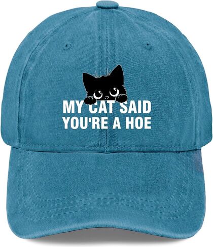 Funny cat Lover My Cat Said You're A Hoe hat for Men Funny Vintage Cotton Washed Baseball Caps in Saudi Arabia