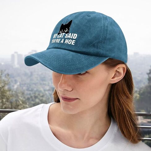 Funny cat Lover My Cat Said You're A Hoe hat for Men Funny Vintage Cotton Washed Baseball Caps in Saudi Arabia