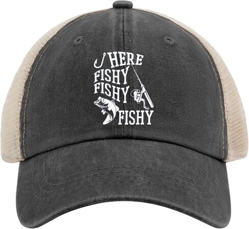 صيد الأسماك هنا فيش فيش سمك الأسماك الأمريكية قبعة أمريكية Allblack Womens Trucker Hat Gifts لأصدقائها قبعات الغولف in Saudi Arabia
