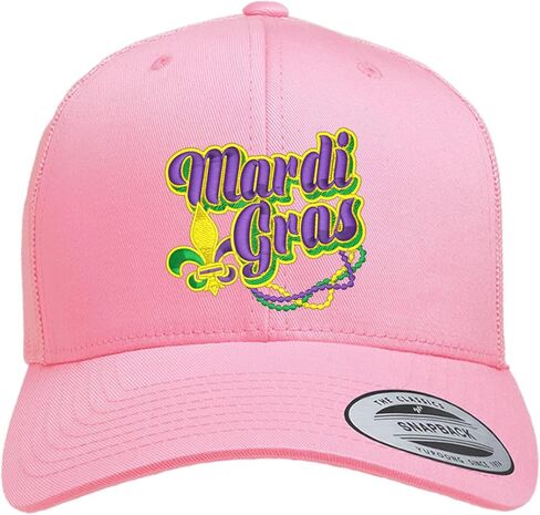Go All Out Mardi Gras Fleur De Lis Dad Deluxe Trucker Flatbill Baseball Structured Embroidered Hat in Kuwait