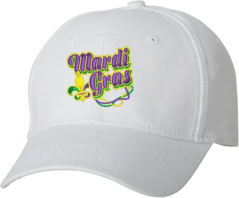 Go All Out Mardi Gras Fleur De Lis Dad Deluxe Trucker Flatbill Baseball Structured Embroidered Hat in Kuwait