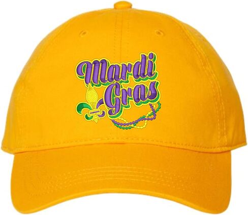 Go All Out Mardi Gras Fleur De Lis Dad Deluxe Trucker Flatbill Baseball Structured Embroidered Hat in Kuwait